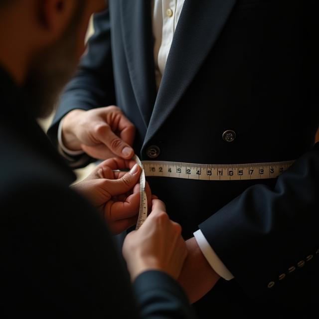 Tailor taking precise measurements